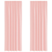Produktbild för Voile gardiner med öglor 2 st rosa 140x260 cm