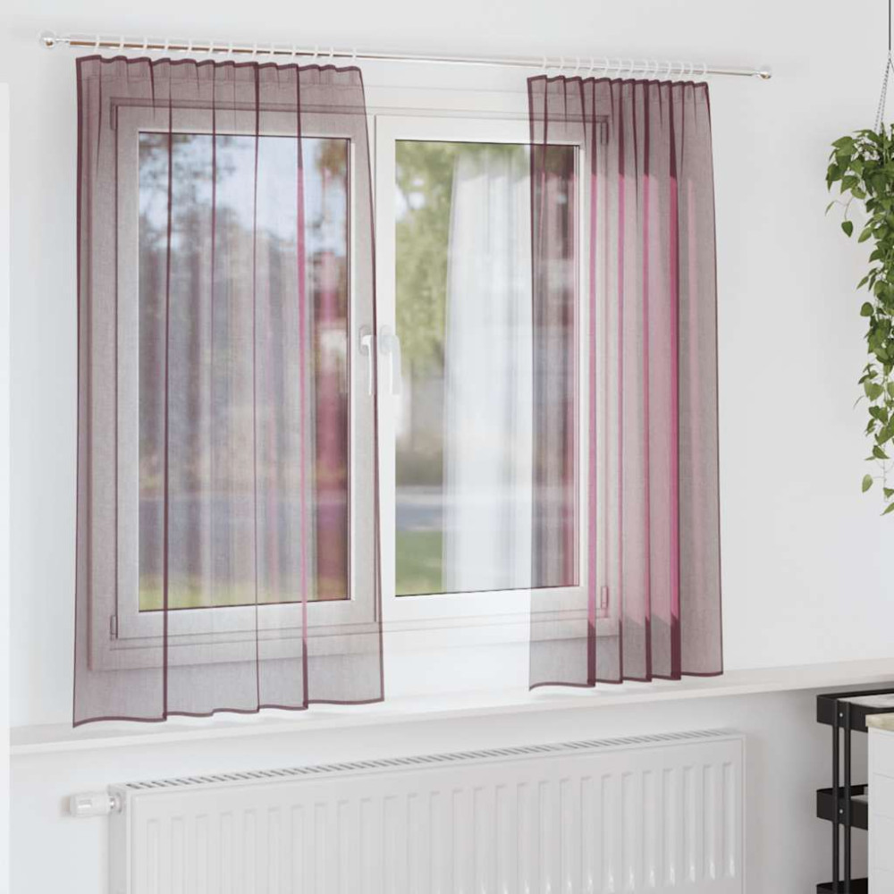 Produktbild för Voile gardiner med öglor 2 st lila 140x175 cm