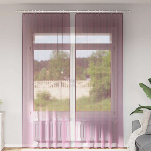 vidaXL Voile gardiner med öglor 2 st lila 140x260 cm - Gardiner & Persienner