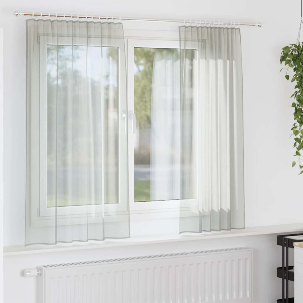 Produktbild för Voile gardiner med öglor 2 st ljusgrå 140x175 cm