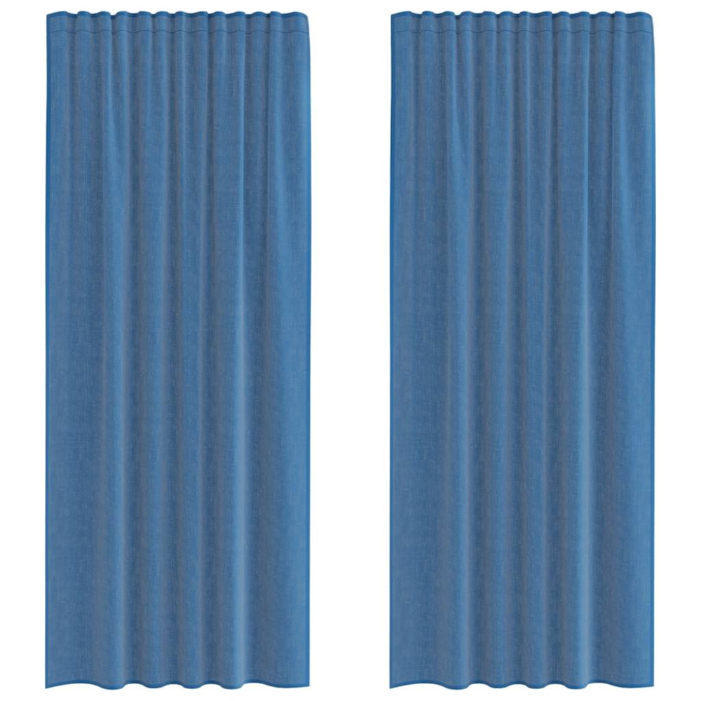 Produktbild för Voile gardiner med öglor 2 st kungsblå 140x245 cm