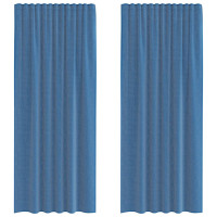 Produktbild för Voile gardiner med öglor 2 st kungsblå 140x245 cm