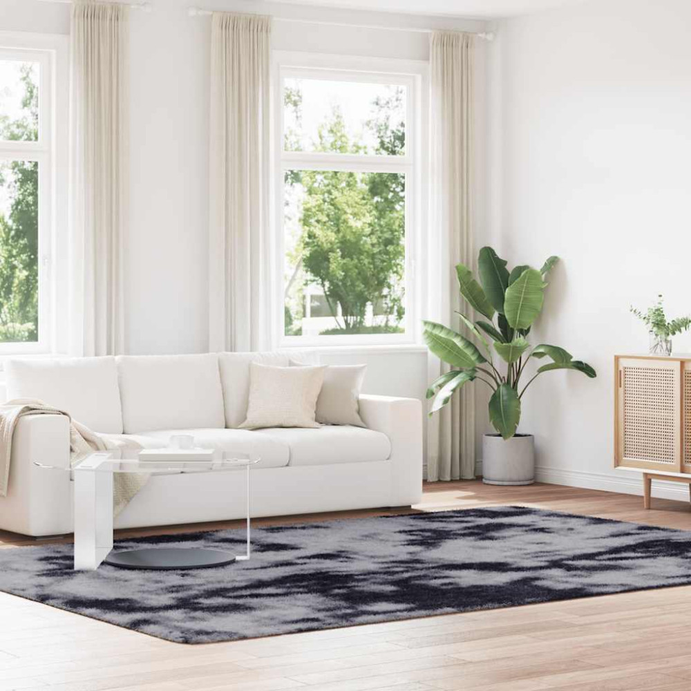 Produktbild för Ryamatta med lång lugg NAVARRA mörkgrå 240x340 cm polyester