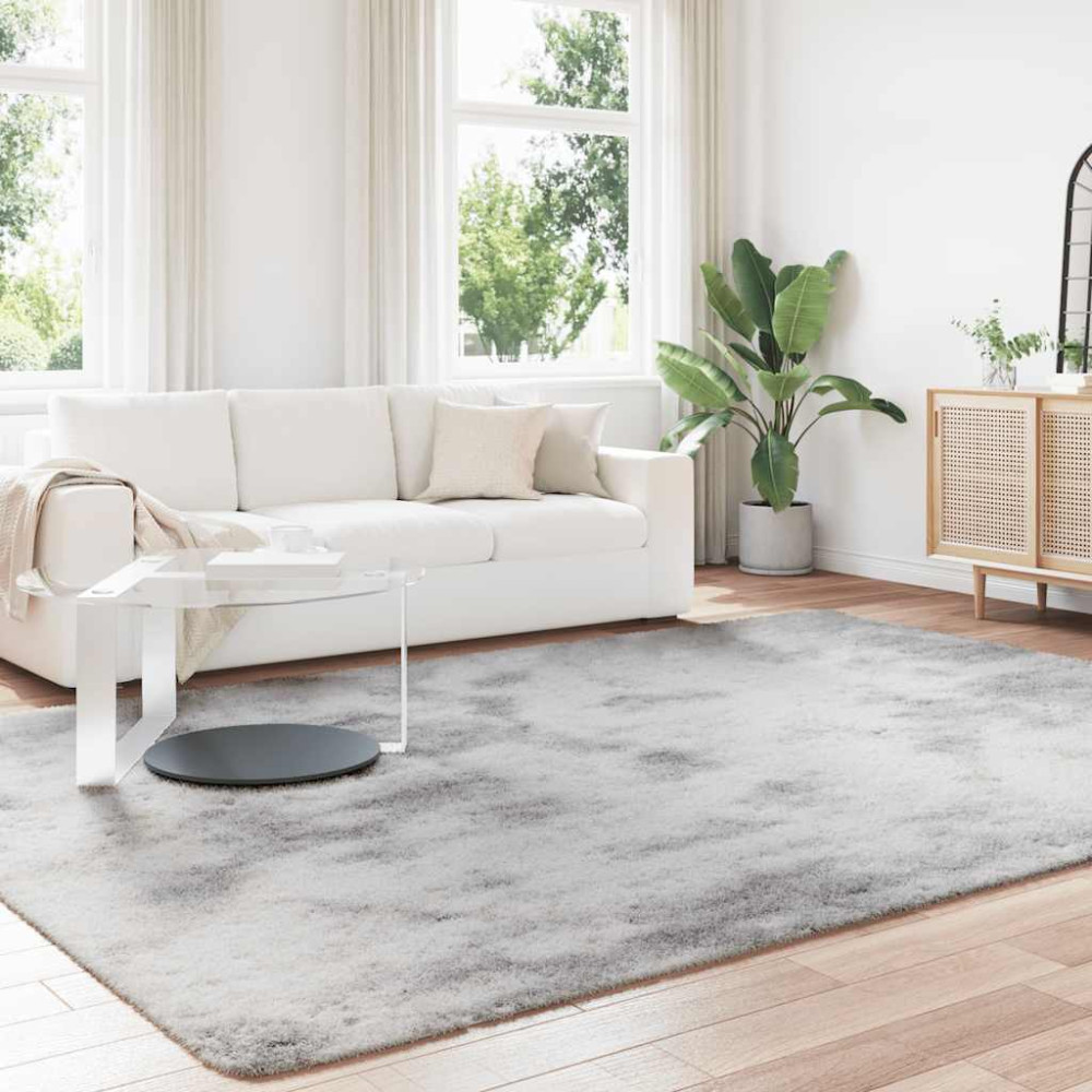Produktbild för Ryamatta med lång lugg NAVARRA ljusgrå 240x340 cm polyester