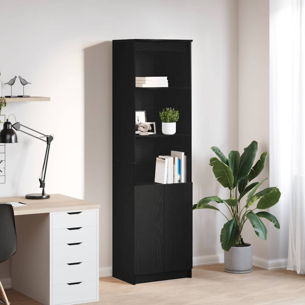 Produktbild för Högbord svart ek 50x35x180 cm konstruerat trä