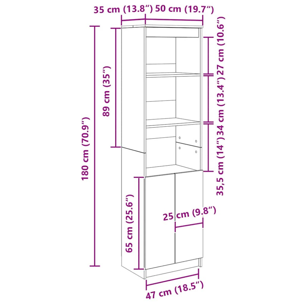 Produktbild för Högbord svart ek 50x35x180 cm konstruerat trä