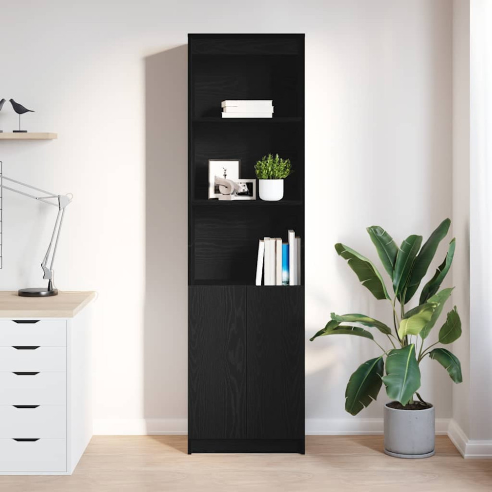 Produktbild för Högbord svart ek 50x35x180 cm konstruerat trä