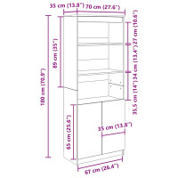 Produktbild för Highboard svart ek 70x35x180 cm konstruerat trä
