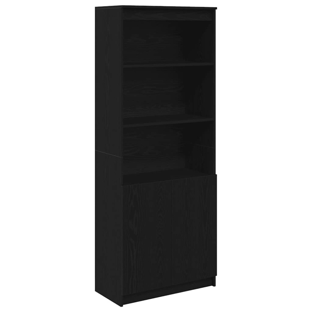Produktbild för Highboard svart ek 70x35x180 cm konstruerat trä
