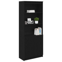 Produktbild för Highboard svart ek 70x35x180 cm konstruerat trä