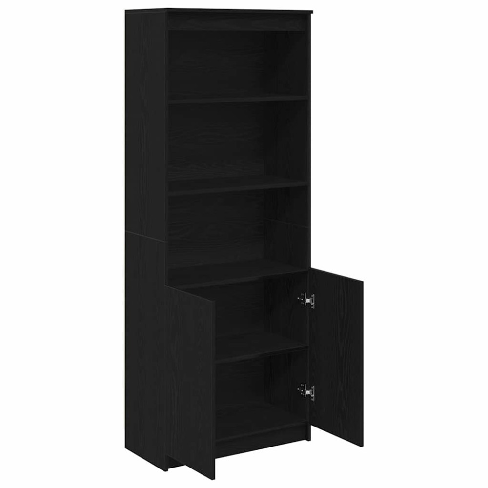 Produktbild för Highboard svart ek 70x35x180 cm konstruerat trä