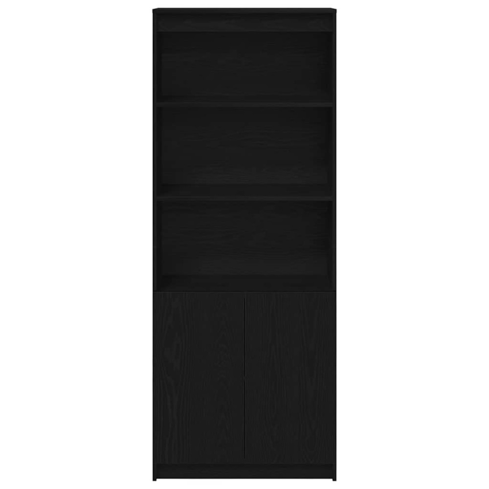 Produktbild för Highboard svart ek 70x35x180 cm konstruerat trä