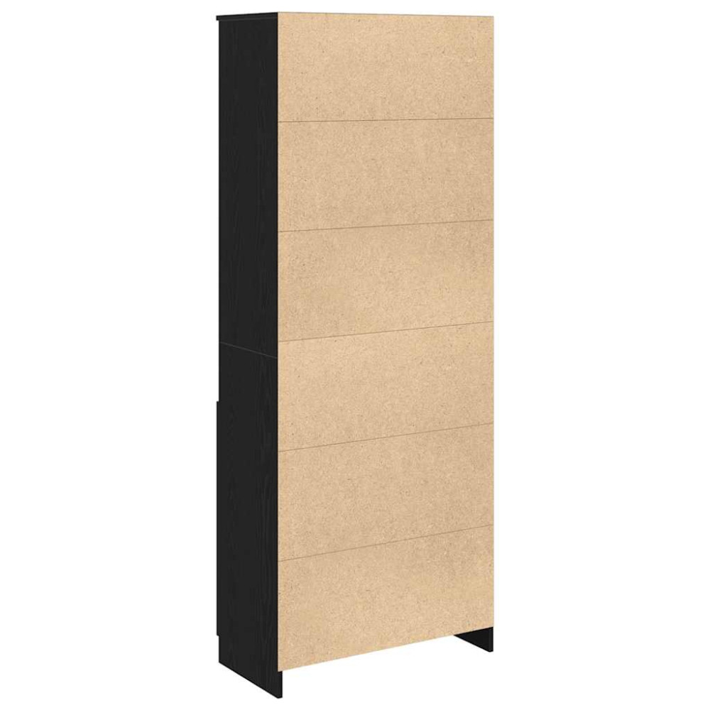 Produktbild för Highboard svart ek 70x35x180 cm konstruerat trä
