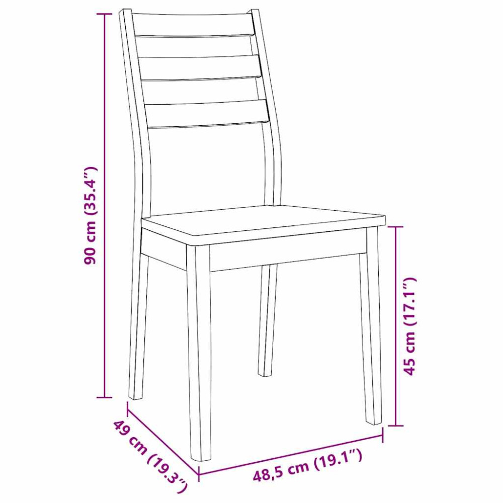 Produktbild för Matstolar 2 st vitt massivt trä gummi