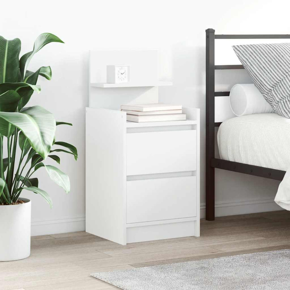 Produktbild för Sängskåp med 2 lådor 2 st vit 38x34x80 cm