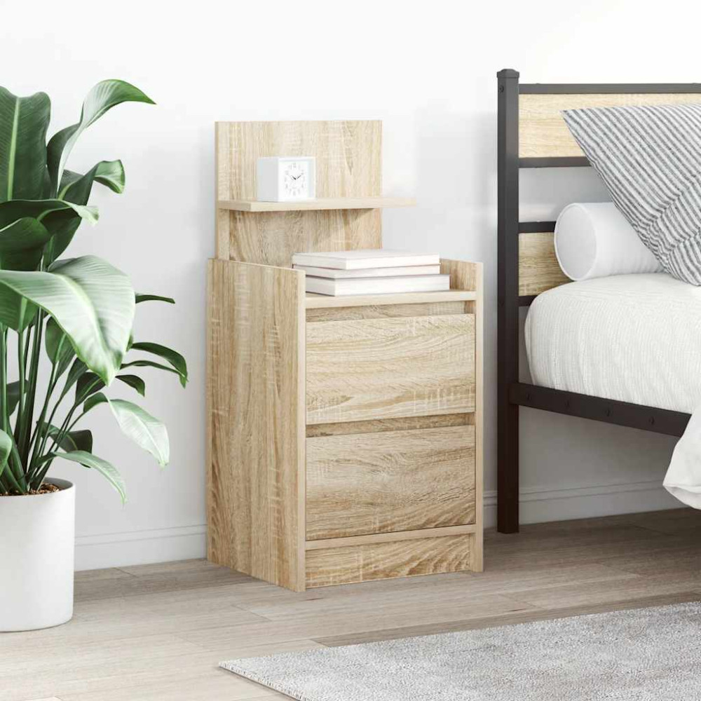 Produktbild för Sängbord med 2 lådor 2 st Sonoma ek 38x34x80 cm