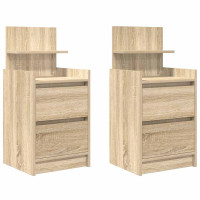 Produktbild för Sängbord med 2 lådor 2 st Sonoma ek 38x34x80 cm