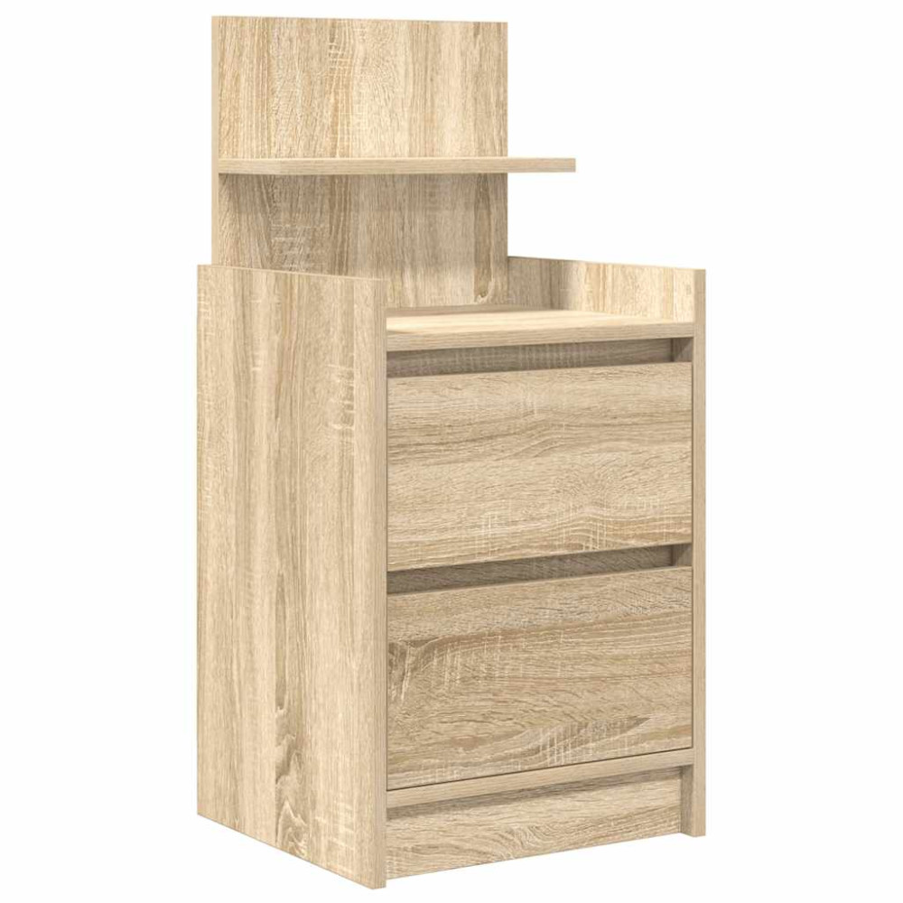 Produktbild för Sängbord med 2 lådor 2 st Sonoma ek 38x34x80 cm