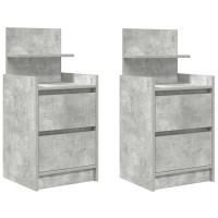 Produktbild för Sängbord med 2 lådor 2 st betonggrå 38x34x80 cm