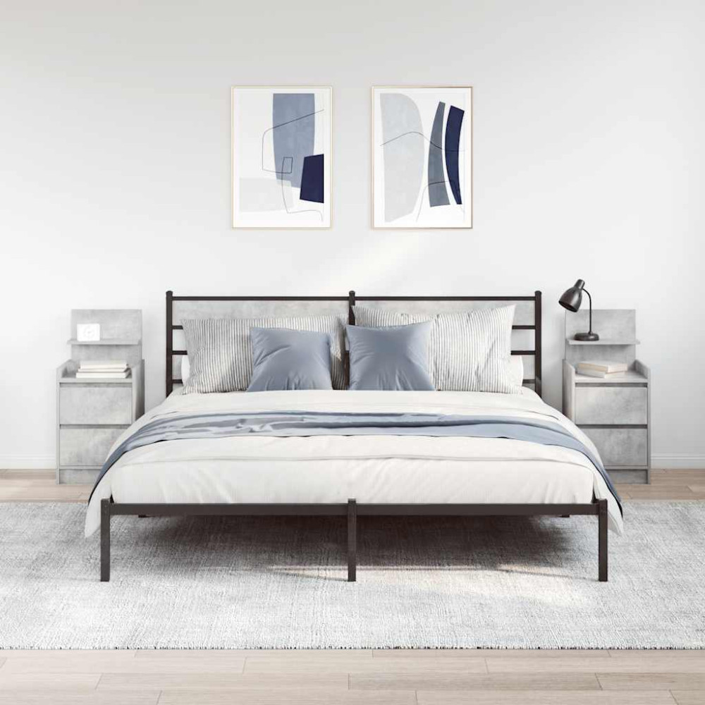 Produktbild för Sängbord med 2 lådor 2 st betonggrå 38x34x80 cm