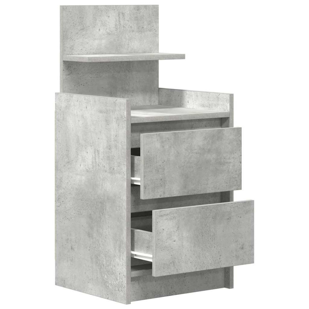 Produktbild för Sängbord med 2 lådor 2 st betonggrå 38x34x80 cm