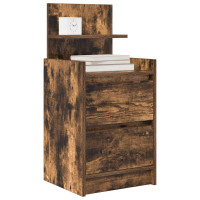 Produktbild för Sängbord med 2 lådor 2 st rökt ek 38x34x80 cm
