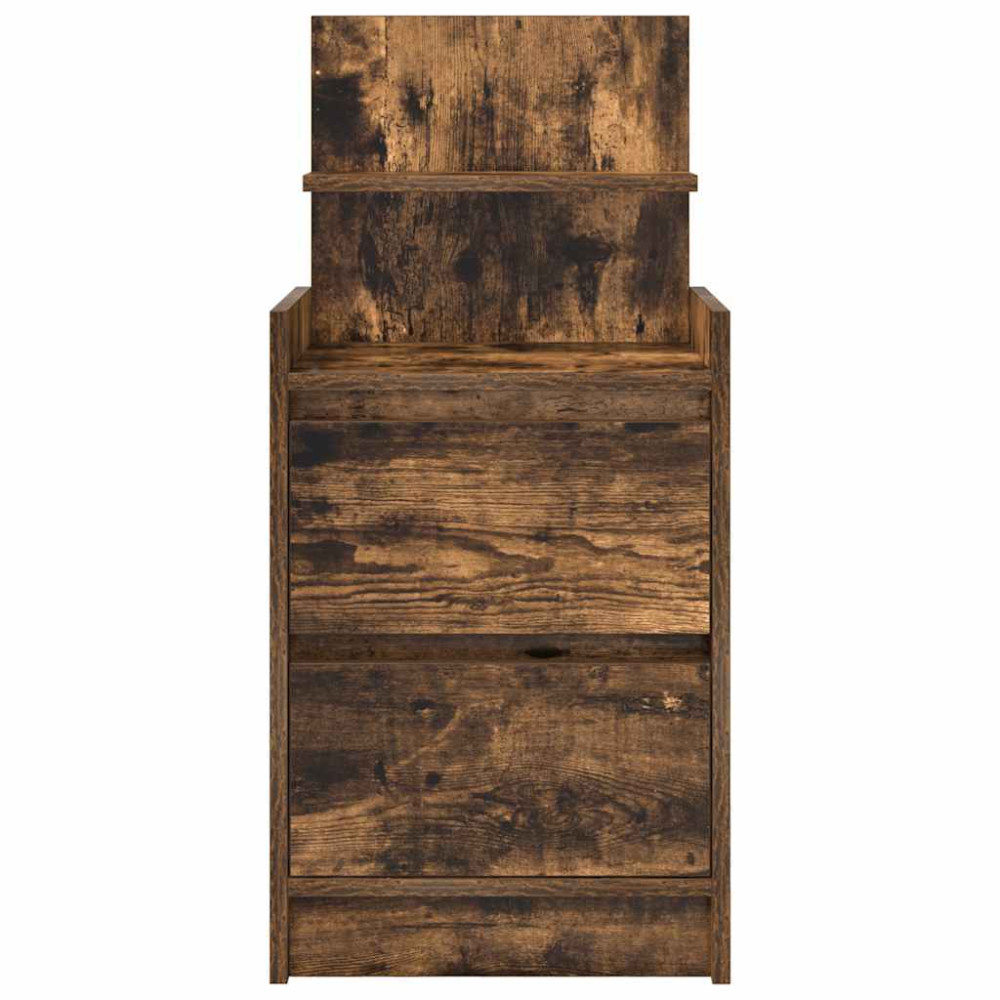 Produktbild för Sängbord med 2 lådor 2 st rökt ek 38x34x80 cm