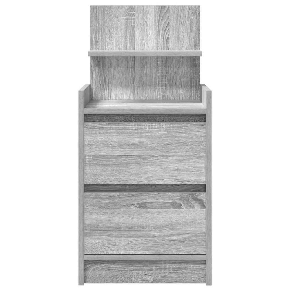 Produktbild för Sängbord med 2 lådor 2 st grå Sonoma 38x34x80 cm