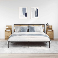 Produktbild för Sängbord med 2 lådor 2 st hantverksmässig ek 38x34x80 cm