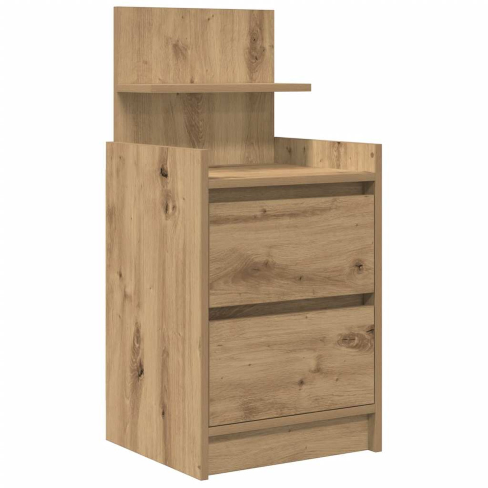Produktbild för Sängbord med 2 lådor 2 st hantverksmässig ek 38x34x80 cm