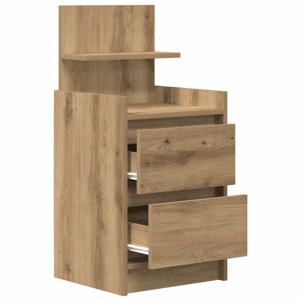 Produktbild för Sängbord med 2 lådor 2 st hantverksmässig ek 38x34x80 cm
