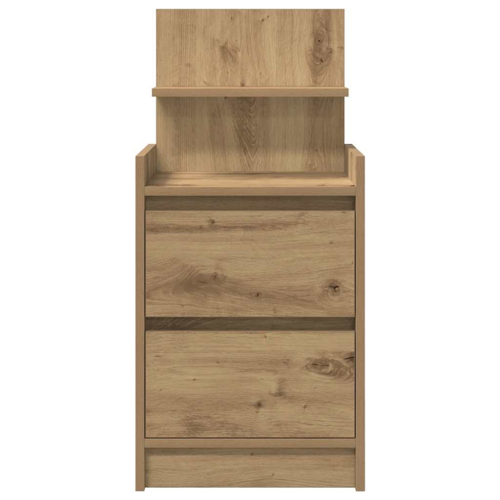 Produktbild för Sängbord med 2 lådor 2 st hantverksmässig ek 38x34x80 cm