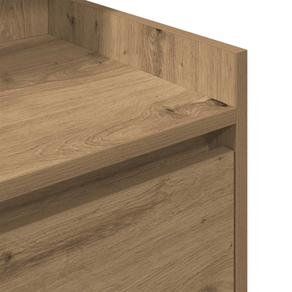 Produktbild för Sängbord med 2 lådor 2 st hantverksmässig ek 38x34x80 cm