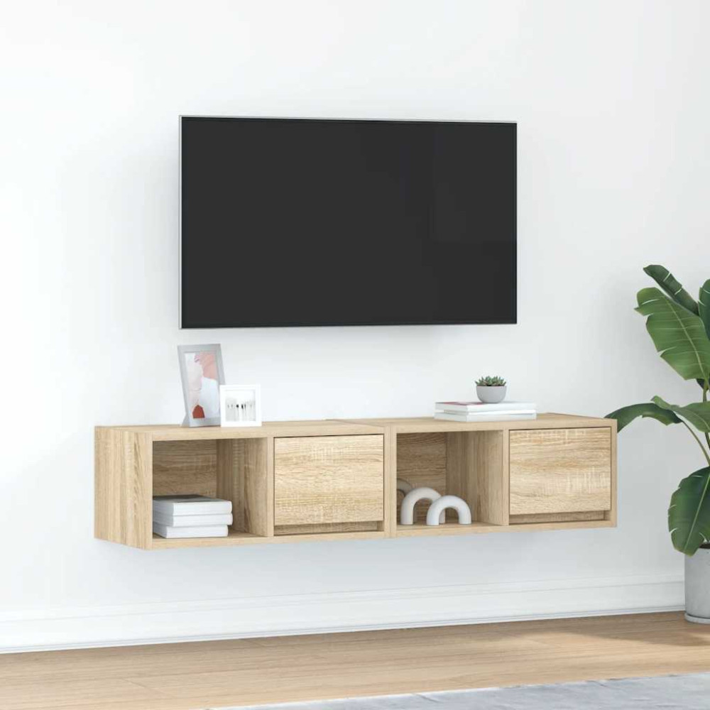 Produktbild för TV-bänkar 2 st Sonoma ek 60x31x25,5 cm konstruerat trä