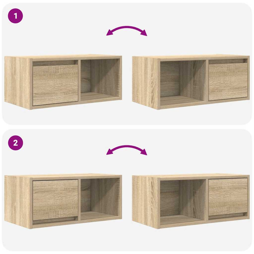 Produktbild för TV-bänkar 2 st Sonoma ek 60x31x25,5 cm konstruerat trä