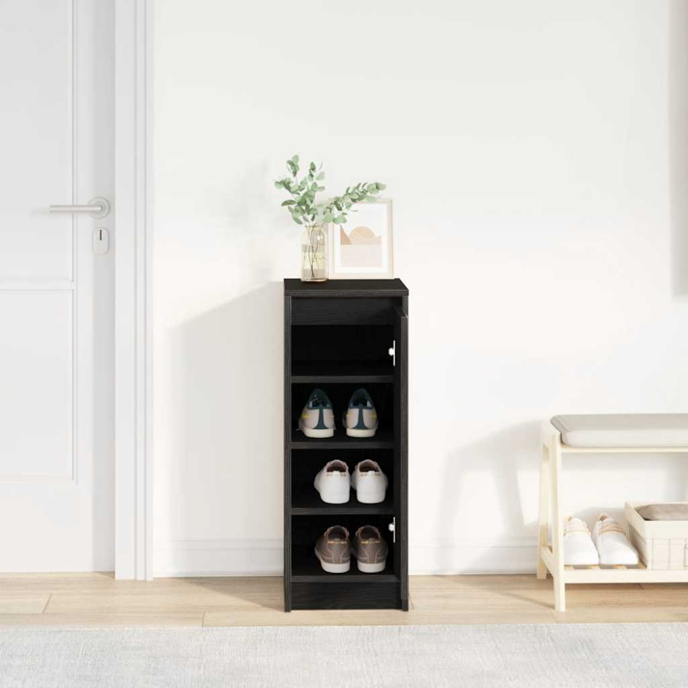 Produktbild för Skoskåp svart ek 29,5x34x76 cm konstruerat trä