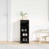 Produktbild för Skoskåp svart ek 29,5x34x76 cm konstruerat trä