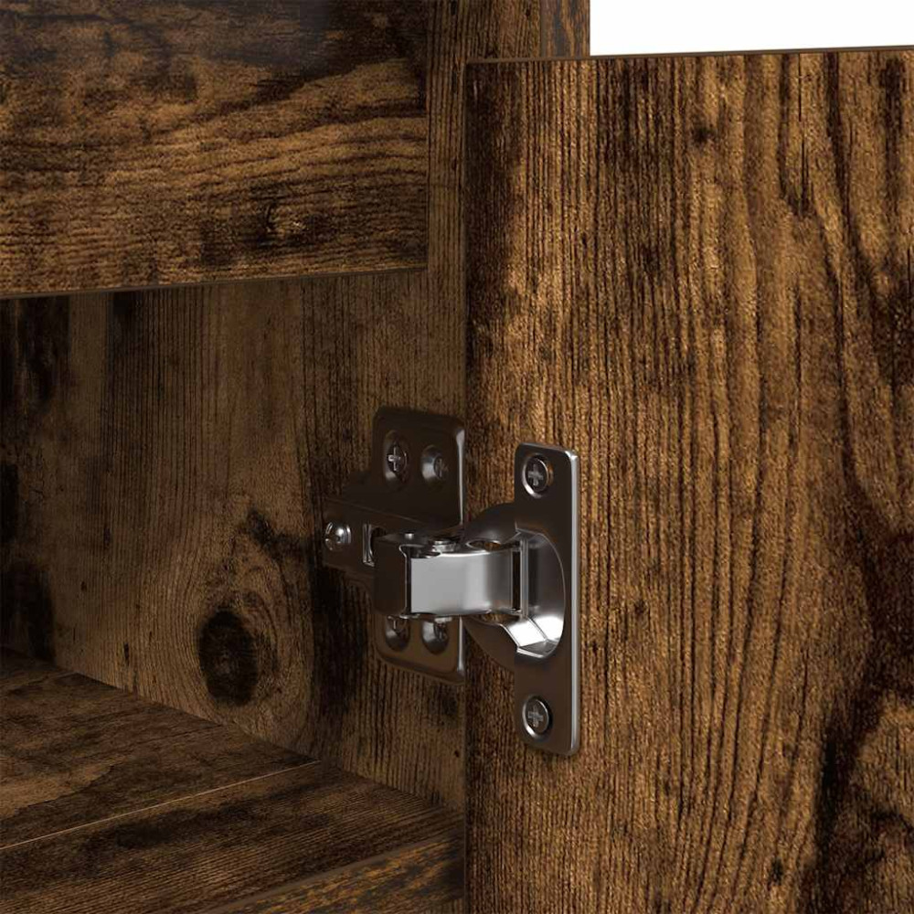 Produktbild för Skoskåp rökt ek 29,5x34x76 cm konstruerat trä