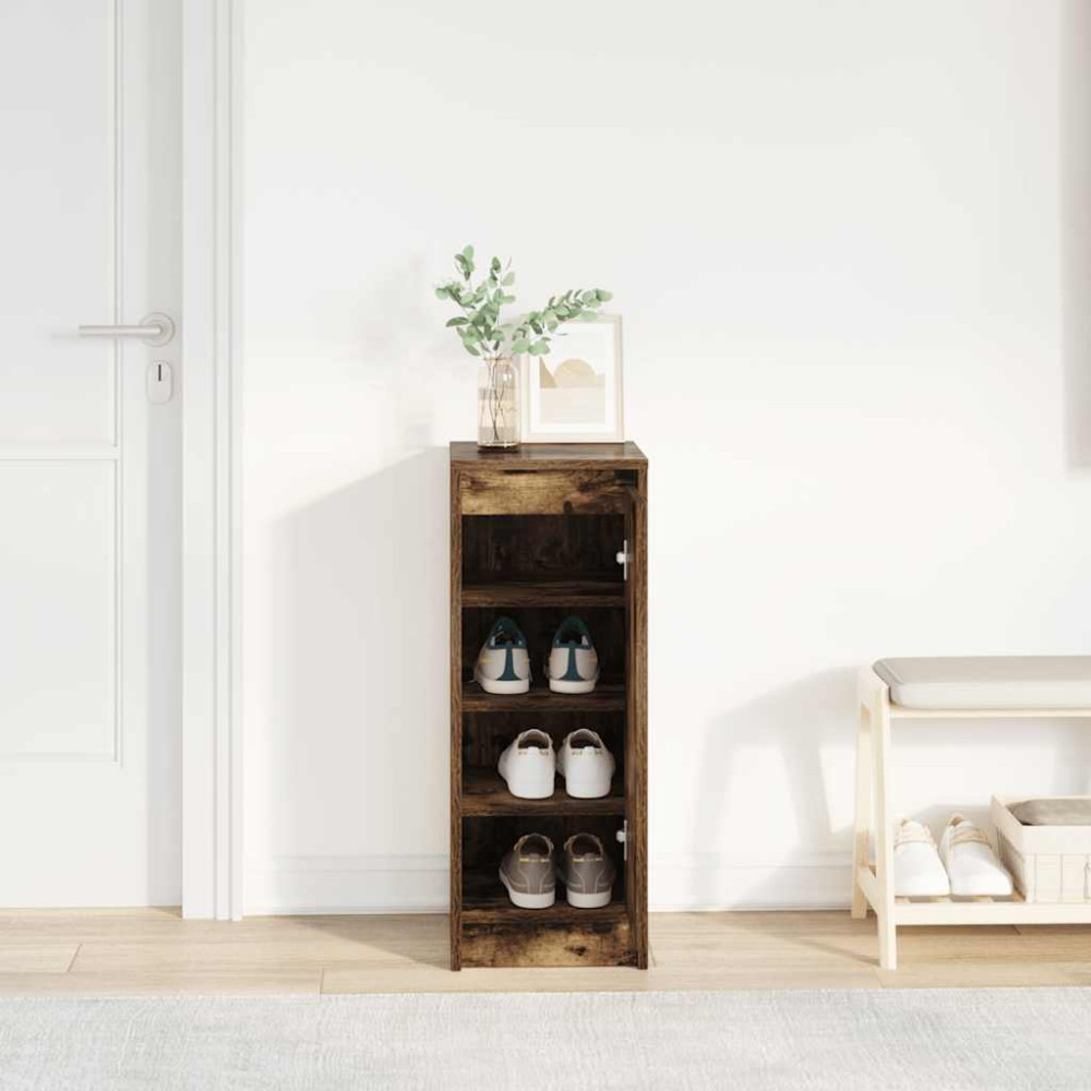 Produktbild för Skoskåp rökt ek 29,5x34x76 cm konstruerat trä
