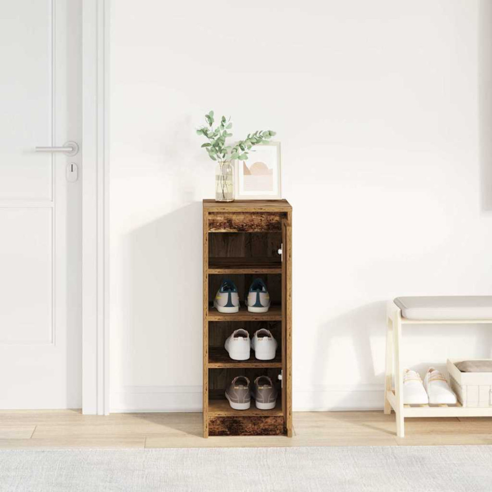 Produktbild för Skoskåp gammalt trä 29,5x34x76 cm konstruerat trä