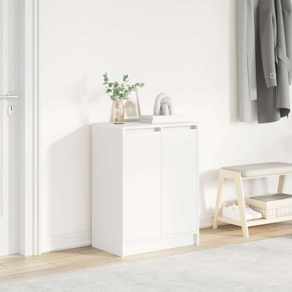Produktbild för Skoskåp vit 57x34x76 cm konstruerat trä
