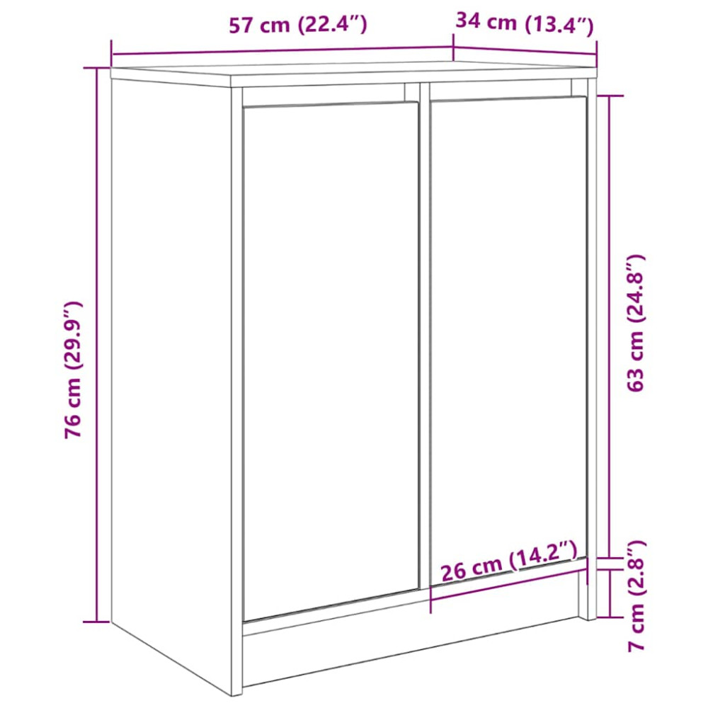 Produktbild för Skoskåp vit 57x34x76 cm konstruerat trä