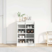 Produktbild för Skoskåp vit 57x34x76 cm konstruerat trä