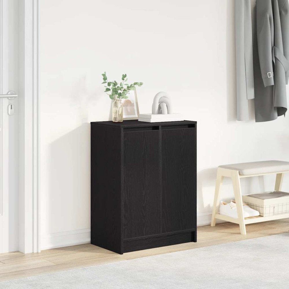 Produktbild för Skoskåp svart ek 57x34x76 cm konstruerat trä
