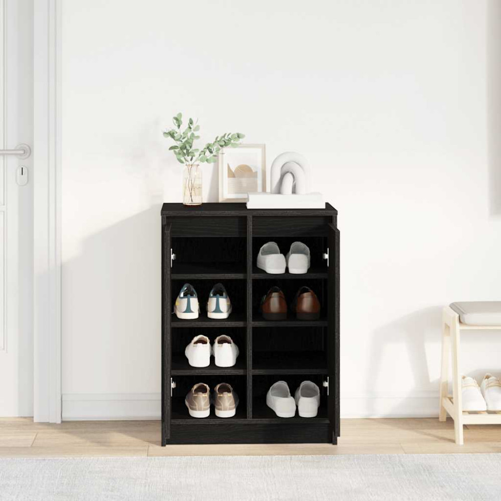 Produktbild för Skoskåp svart ek 57x34x76 cm konstruerat trä