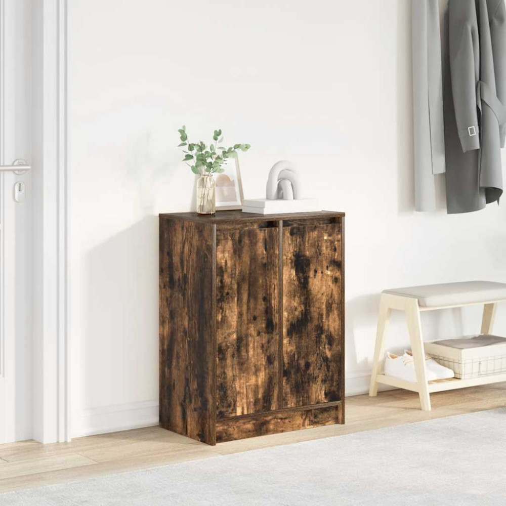 Produktbild för Skoskåp rökt ek 57x34x76 cm konstruerat trä