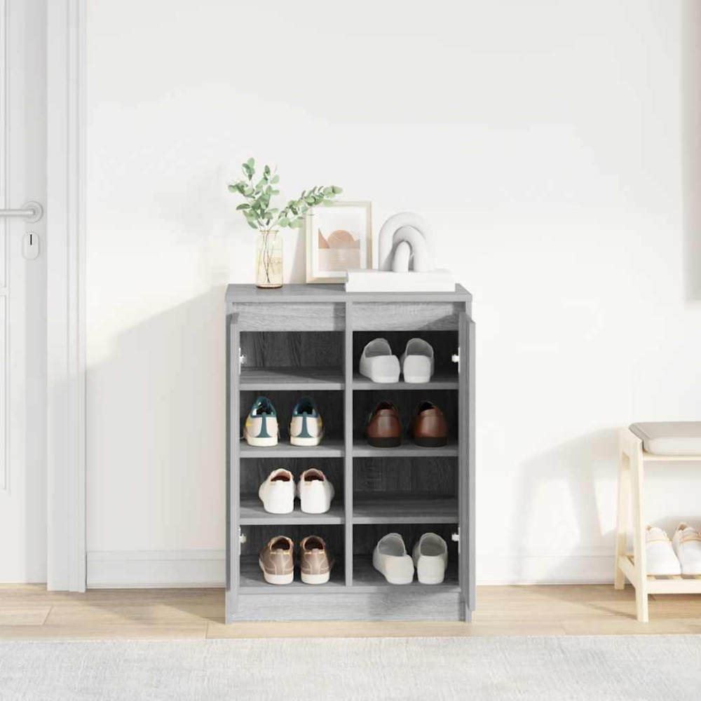 Produktbild för Skoskåp grå sonoma 57x34x76 cm konstruerat trä