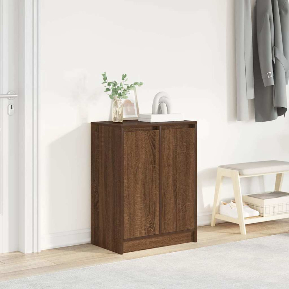Produktbild för Skoskåp brun ek 57x34x76 cm konstruerat trä