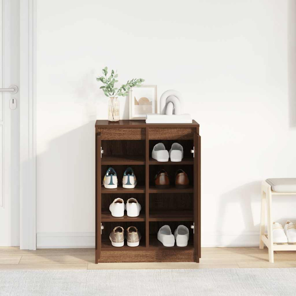Produktbild för Skoskåp brun ek 57x34x76 cm konstruerat trä