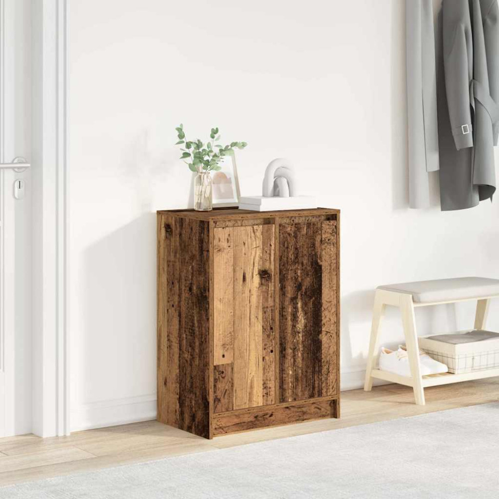 Produktbild för Skoskåp gammalt trä 57x34x76 cm konstruerat trä